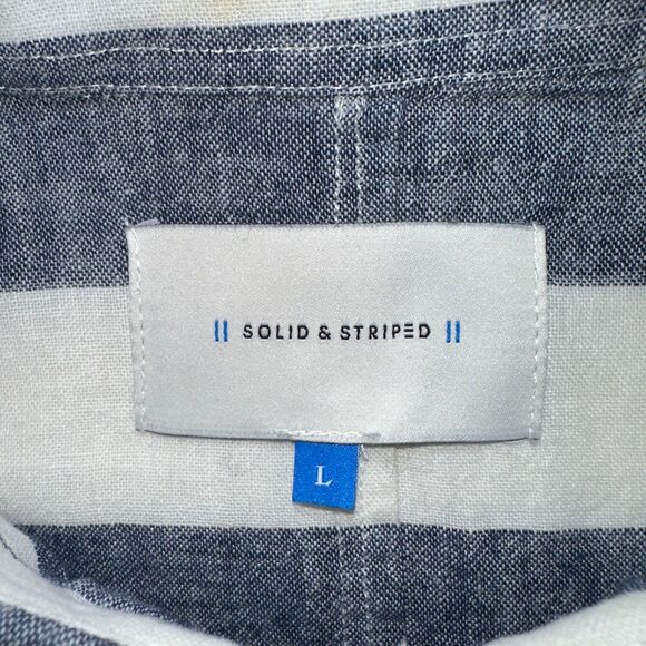 Solid & Striped Men's Cotton Linen Long Sleeve Beach Shirt Sz Large Rare D/C - Picture 4 of 11